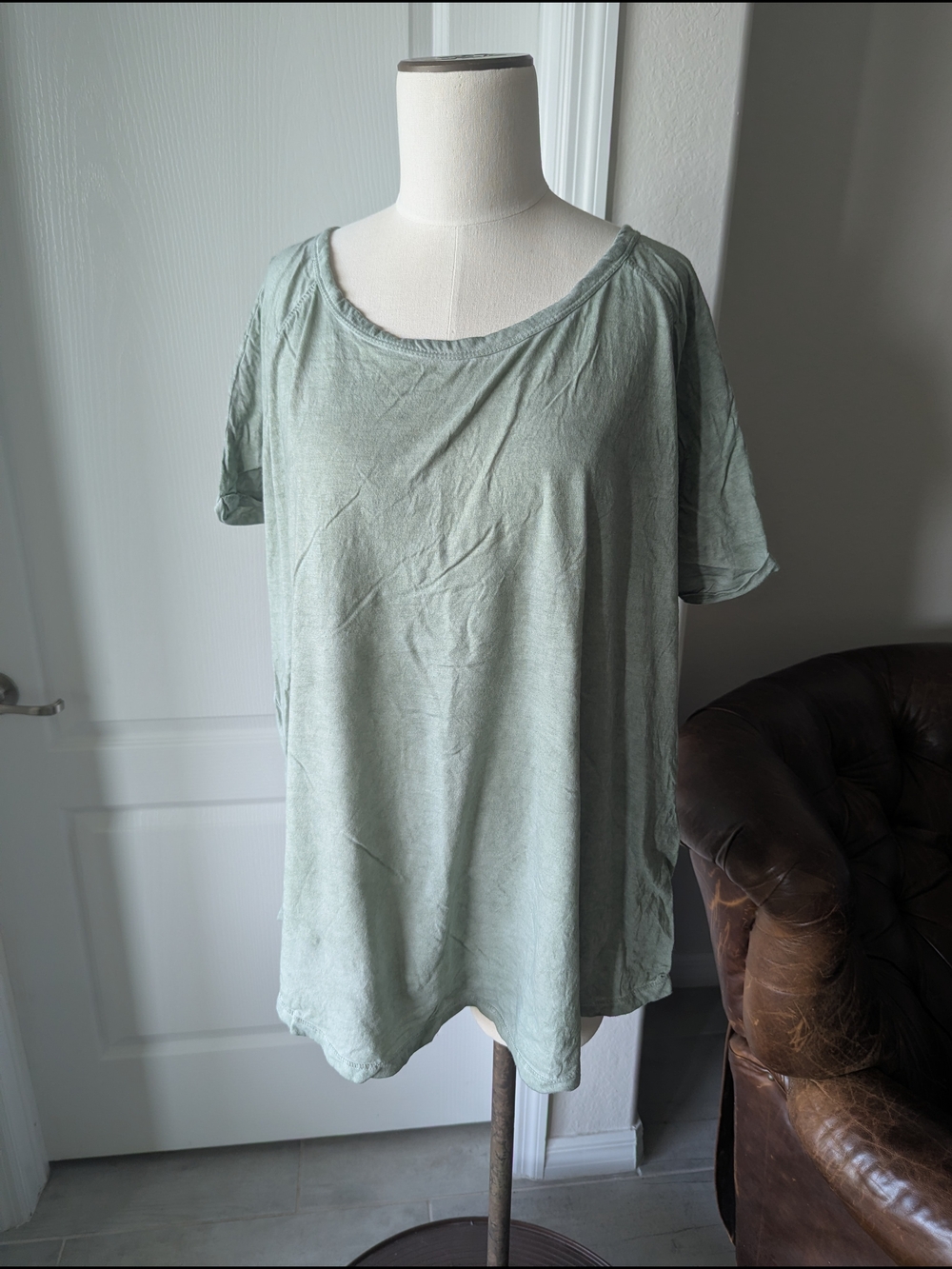 Workshop Republic Clothing Sage Green Short Sleeve Scoop Neck Tee
